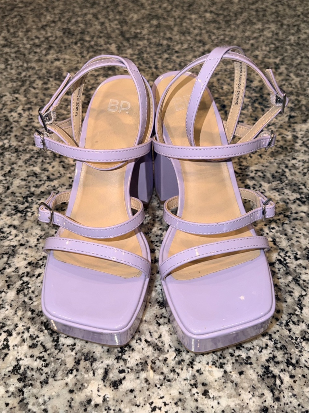 BP. Lilac Strappy Platform Block Heel Sandals Size 7.5